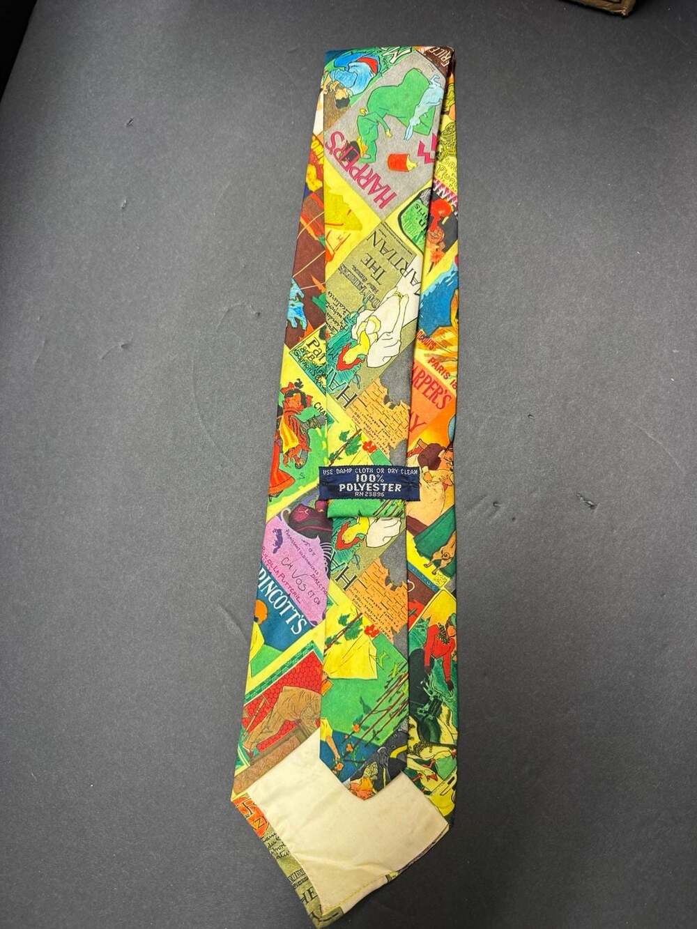 Wembley Vintage Silk Clip-On Tie Tan Geometric Pattern - Picture 5 of 5